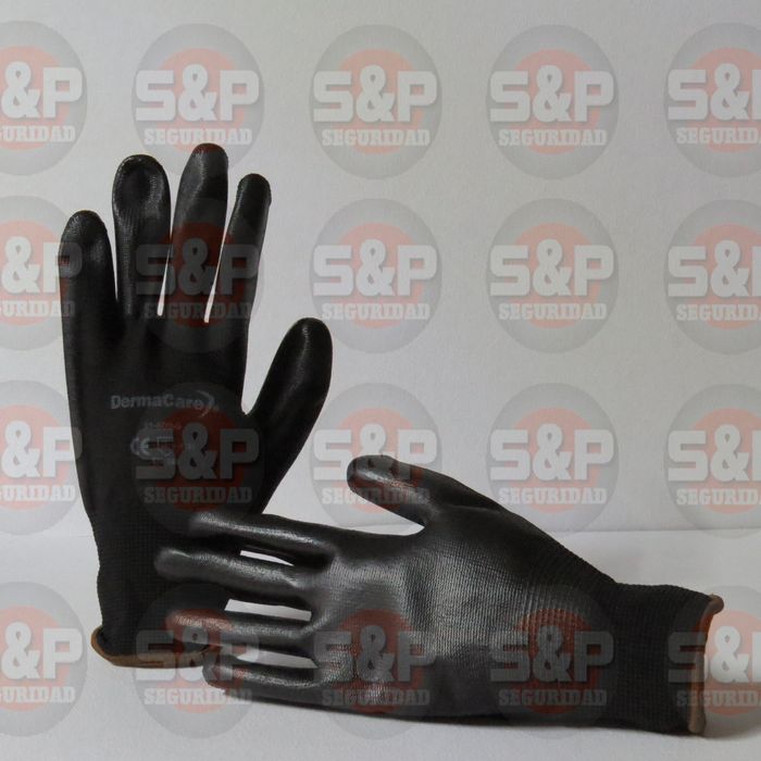 Guante De Nylon Negro Con Palma De Poliuterano